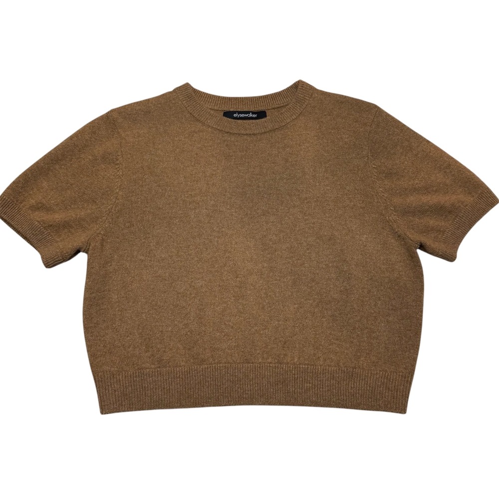 Elysewalker Dixie Cashmere Semi Cropped Sweater Haystack XS S Designer Luxury